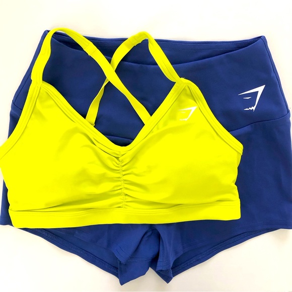 Gymshark Pants - Gymshark M/S Training Quad Shorts & Ruched Sports Bra Set